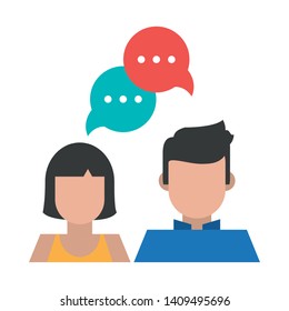 couple with speech bubble icon cartoon vector illustration graphic design