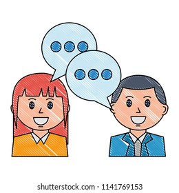 couple with speech bubble isolated icon