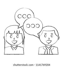 couple with speech bubble isolated icon