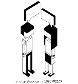 couple with speech bubble isometric icon