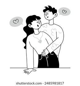 Pareja Cuchara Doodle Mini Ilustraciones