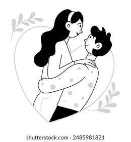 Couple Spooning Doodle Mini Illustrations