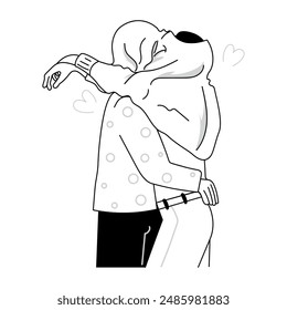 Couple Spooning Doodle Mini Illustrations