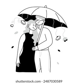 Couple Spooning Doodle Mini Illustrations