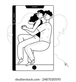Couple Spooning Doodle Mini Illustrations