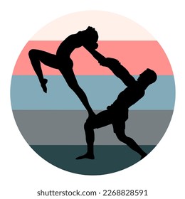 Couple sport silhouette strong art