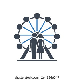 Couple standing by a Ferris wheel icon
