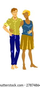 Couple standing and hugging each other 