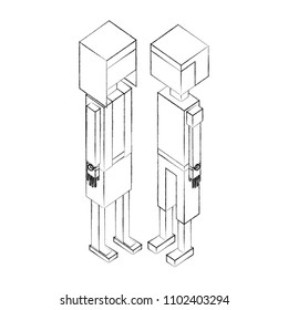 couple standing isometric characters