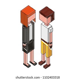couple standing isometric characters
