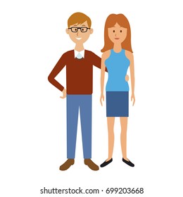 couple standing man and woman together people