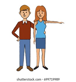 couple standing man and woman together people