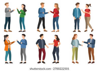 Conjunto de Ilustração para Casais de Pé e de Fala