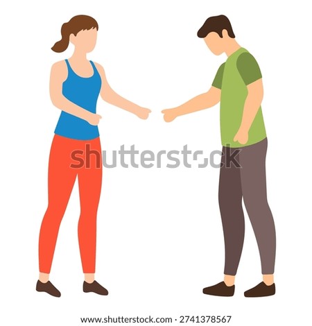 Couple Standing and Talking Seriously Illustration