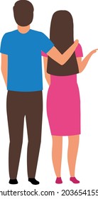 Couple standing together semi flat color vector characters. Full body people on white. Husband supporting wife isolated modern cartoon style illustration for graphic design and animation