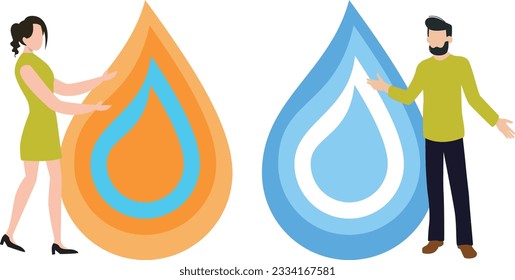 Parar de pie con gota de agua Ilustración vectorial que se puede modificar o editar fácilmente

