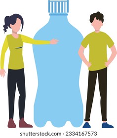 Couple standing with water gallon Vector Illustration that can be easily modified or edit

