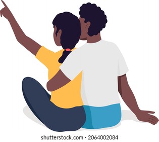 Couple stargazing semi flat color vector characters. Sitting figures. Full body people on white. Romantic date isolated modern cartoon style illustration for graphic design and animation