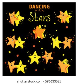 Couple of stars dancing. Illustration about ballroom dance. Children's dance competitions.