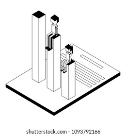 couple with statistics and document isometric icon