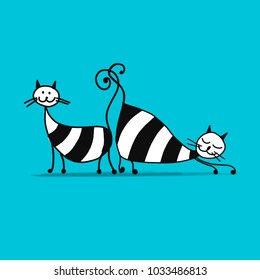 Couple of striped cats, sketch for your design