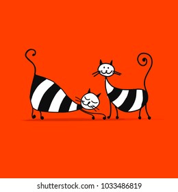 Couple of striped cats, sketch for your design