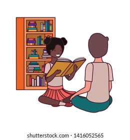 couple of student with reading book