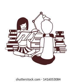 couple of student with reading book