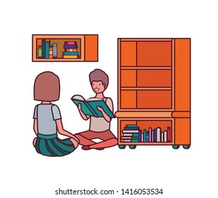 couple of student with reading book
