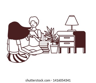 couple of student with reading book