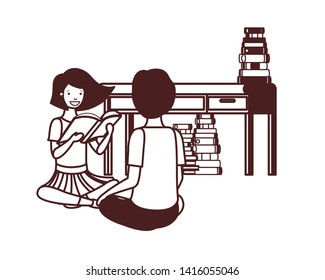 couple of student with reading book