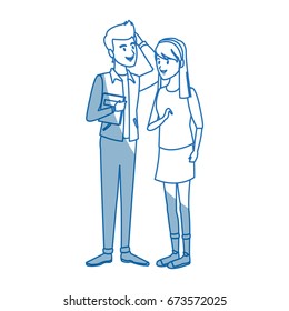 couple students girl and guy character standing