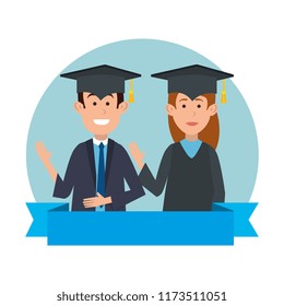 couple students graduated characters