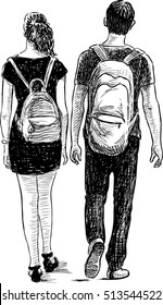 couple of students on a walk