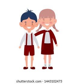couple students standing smiling on white background