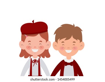 couple students standing smiling on white background