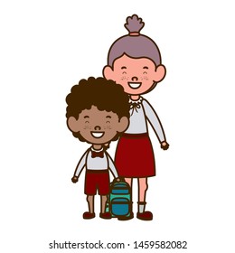 couple students standing smiling on white background