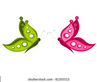 Couple of summer butterflies - vector illustration