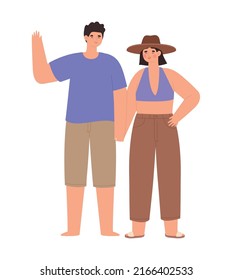 couple in summer clothes over white