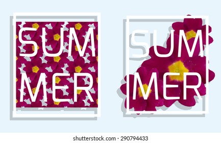 Couple of summer graphic print with flowers for t-shirt or other uses. Vector illustration. 