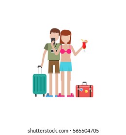 Couple at the summer vacation making selfie