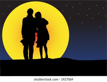 couple sunset silhouette