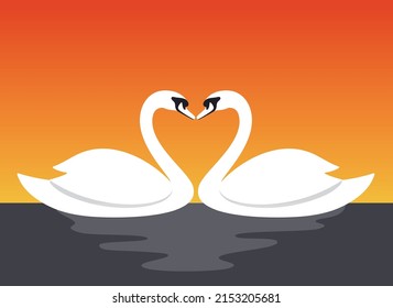 Couple swan lovers face to face vector illustration