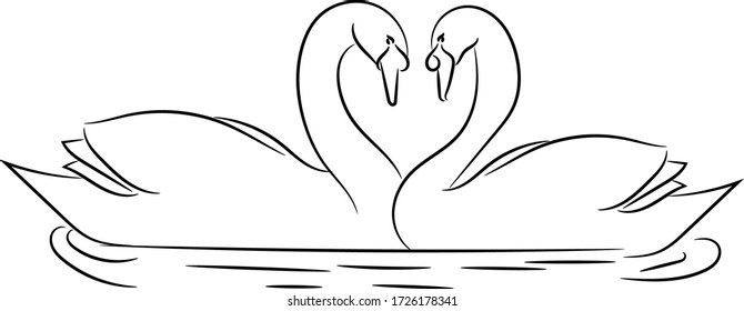 un par de diseños de ilustración de vector swan aislados en fondo blanco, símbolo para el diseño de su sitio web, logotipo de icono, aplicación, interfaz de usuario. arte de línea.