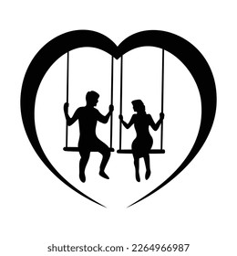 couple swing silhouette design. romantic moment icon, sign and symbol.