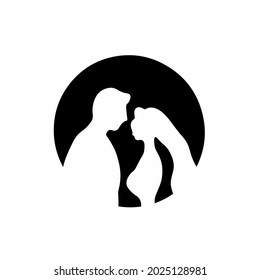 Couple Symbol Logo. Tattoo Design. Stencil Vector Illustration