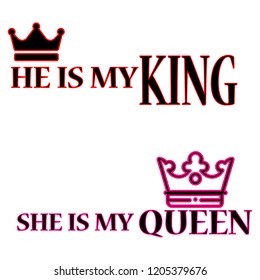 couple t shirt design,He is king, she is queen, vector t shirt design with crown