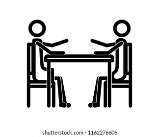 couple in the table figures silhouette icon