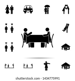 Couple at table icon. Universal set of people in love for website design and development, app development