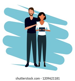 Couple with tablet